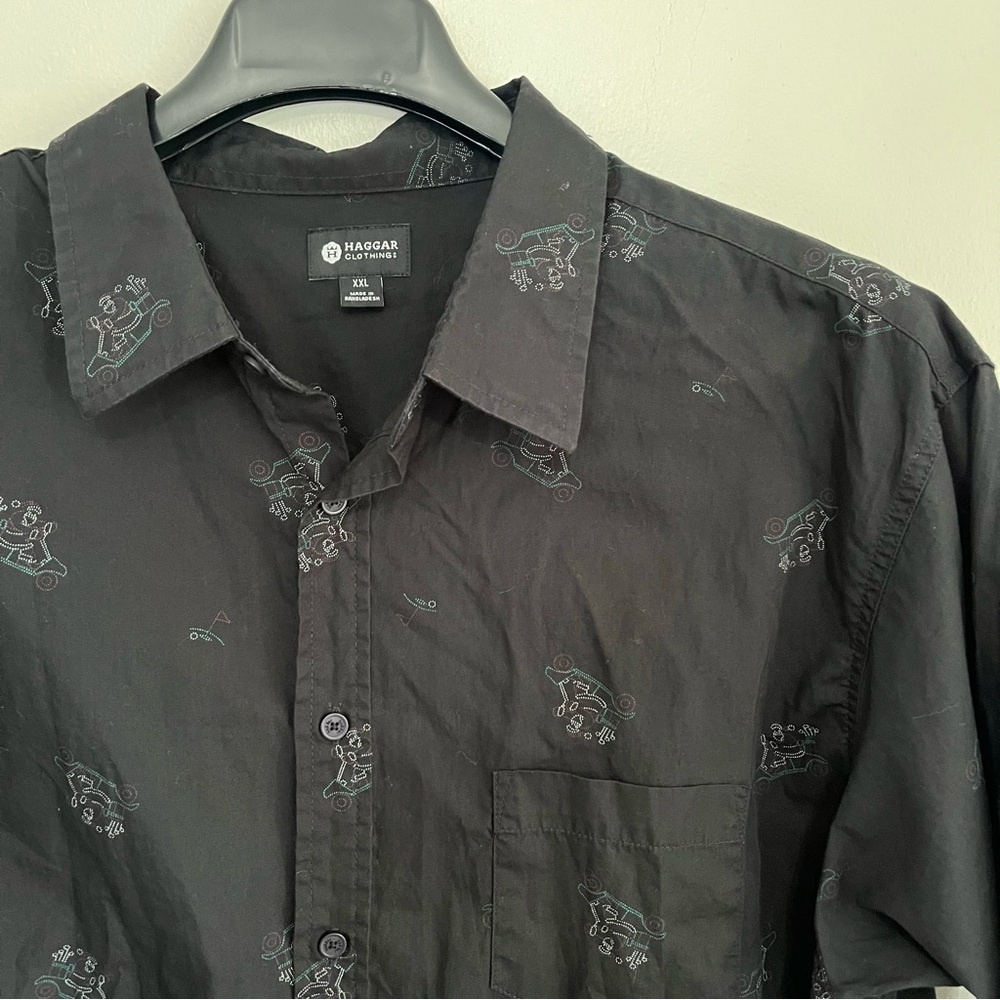 🎅 Haggar Men’s XXL Santa Golf Cart Christmas Button-Down Shirt ⛳
